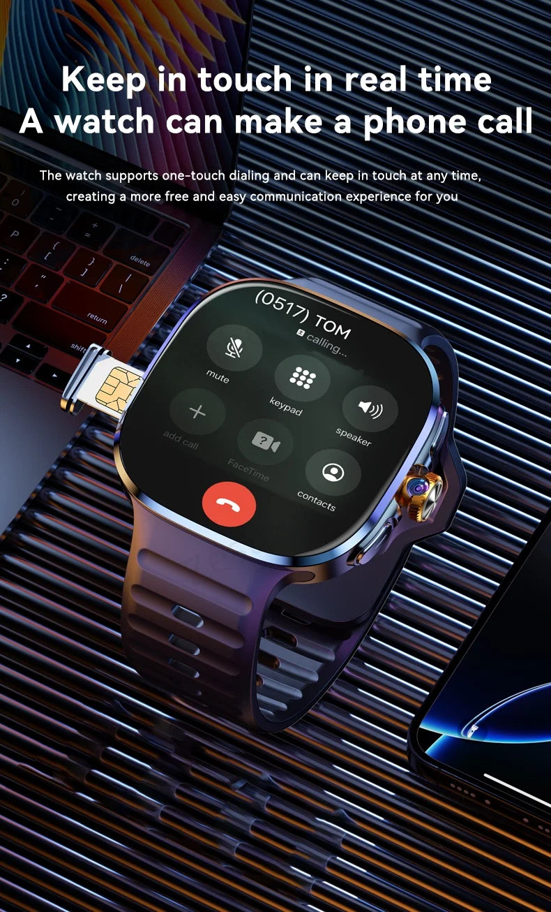 LunaWatch X™ Pro 5G – Smartwatch Android 10, Écran AMOLED 2,4", Caméra 8MP Rotative, SIM 4G/5G, GPS, WiFi