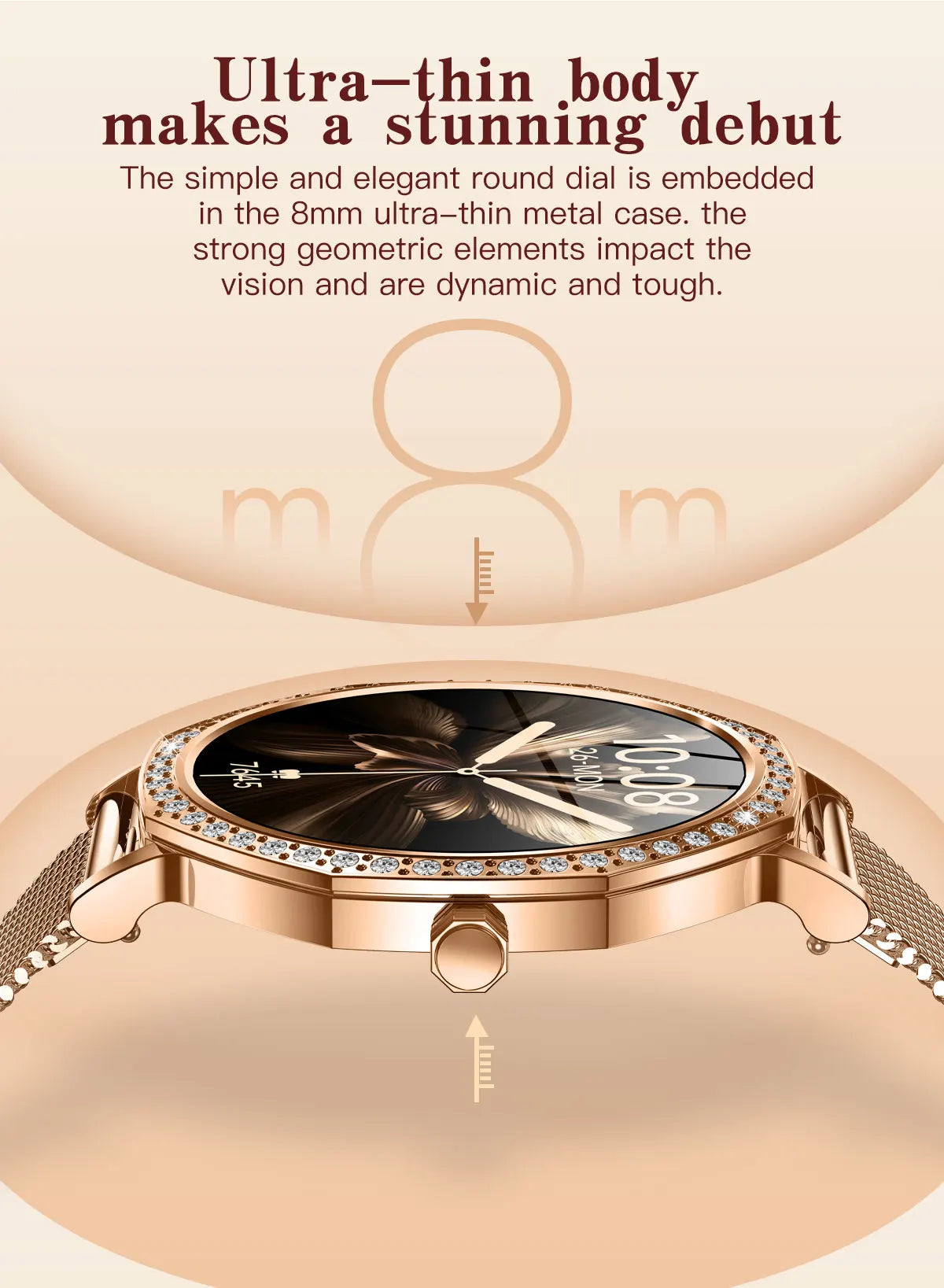 LunaWatch X™ ChatGPT – Montre Connectée Femme AMOLED 1.32", Cadran Diamant, IP68, ChatGPT, Appels BT