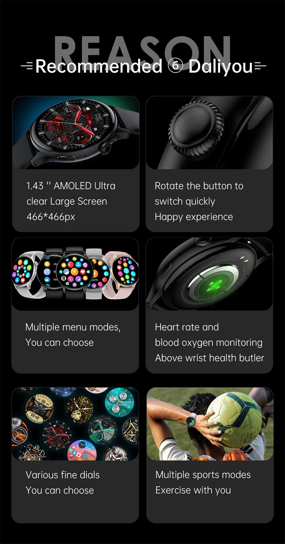 LunaWatch X™ Fashion AI – Montre Connectée AMOLED 1.43", NFC, GPS, IP68, Bracelet Acier, 9 Coloris