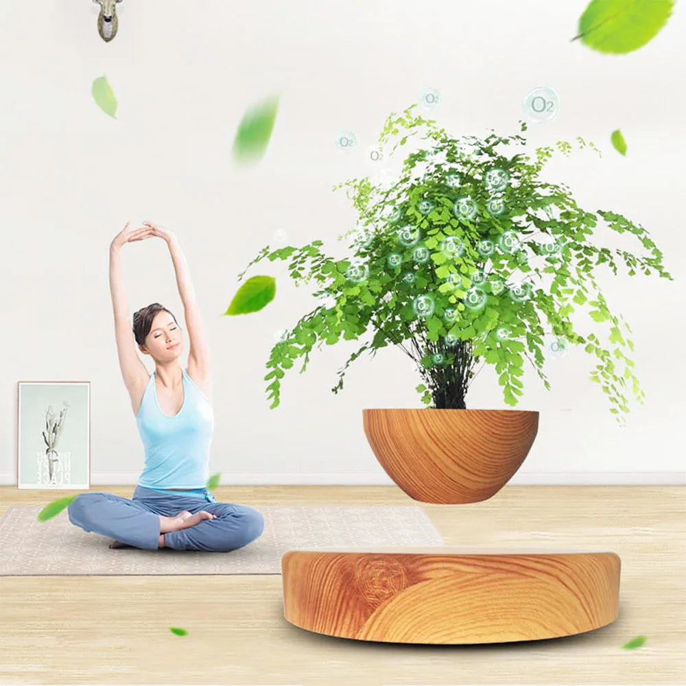 MagLev BonsaïPot™ Rotatif – Pot Bonsaï Flottant & Rotatif, Lévitation Magnétique, Décoration Maison