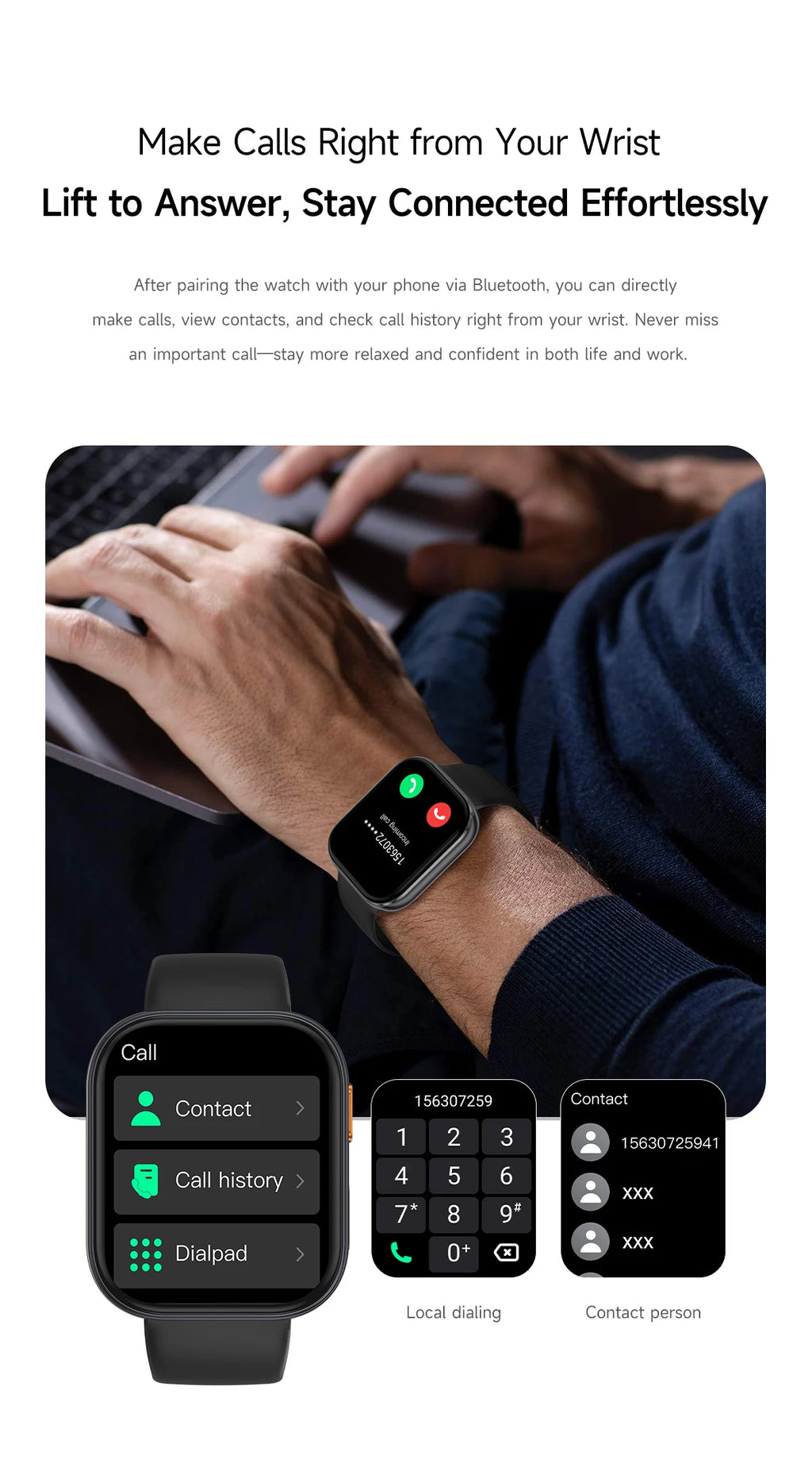 LunaWatch X™ Titan 2.04" – Montre Connectée AMOLED, 1000mAh, Always On, Alexa, IP68, 100+ Sports, 9 Bracelets
