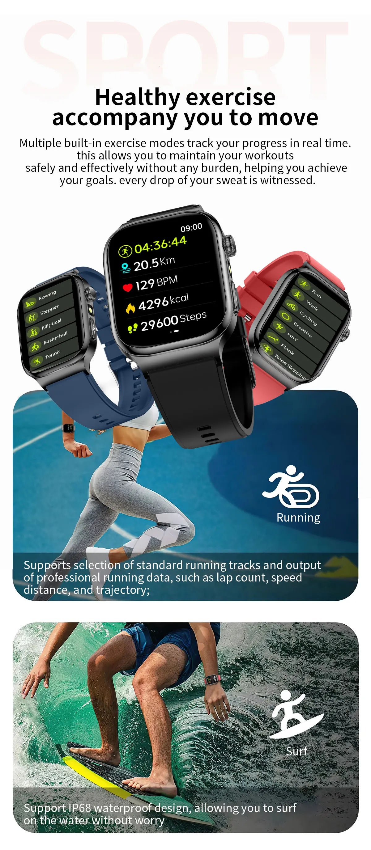 LunaWatch X™ Ultra Health Pro – Montre Connectée AMOLED 2.04", ECG, Saphir, IP68, 14-20 Jours, 13 Bracelets