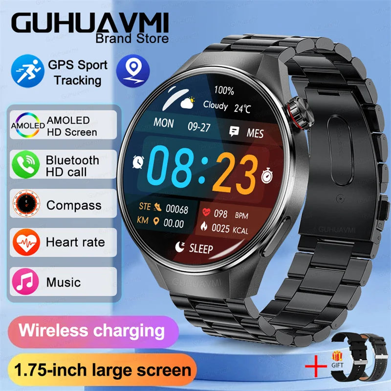 LunaWatch X™ Business Pro – Montre Connectée AMOLED 1.75", Boussole, Altimètre, Appels BT, 11 Bracelets