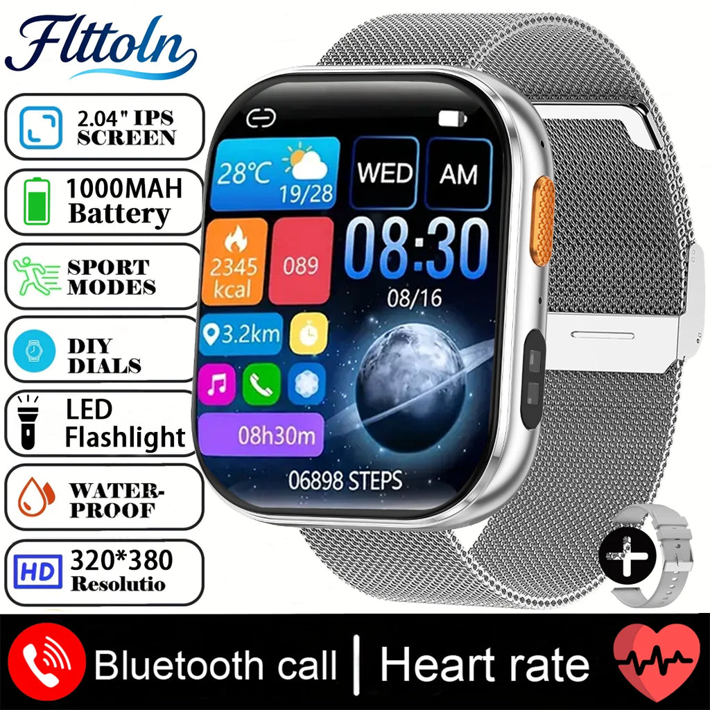 LunaWatch X™ Titan 2.04" – Montre Connectée AMOLED, 1000mAh, Always On, Alexa, IP68, 100+ Sports, 9 Bracelets