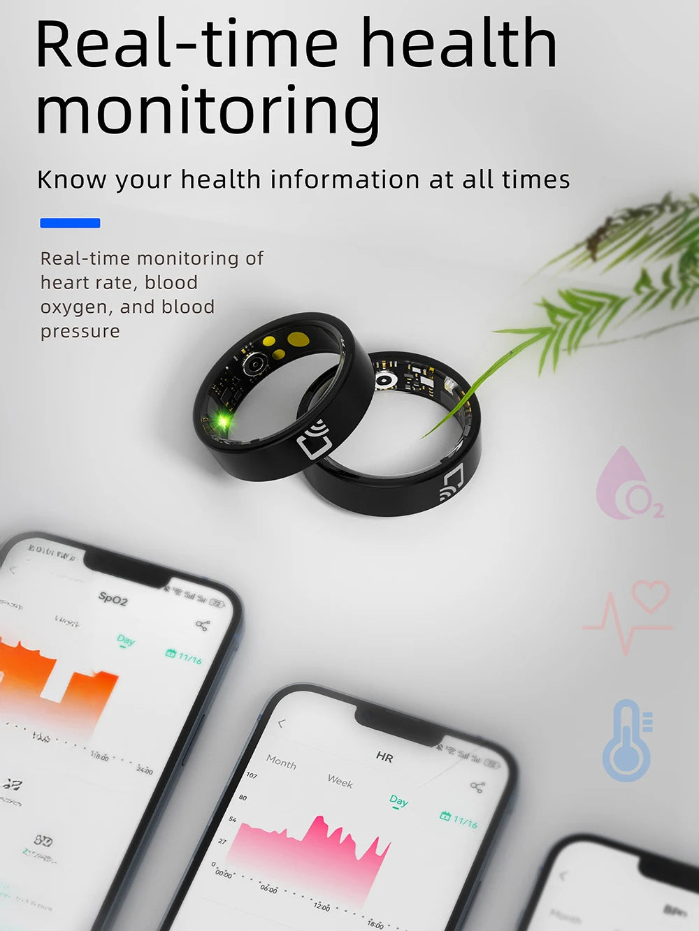 NovaRing X™ NFC Céramique – Bague Connectée NFC, FC, SpO2, 8 Sports, IP68 & 5ATM