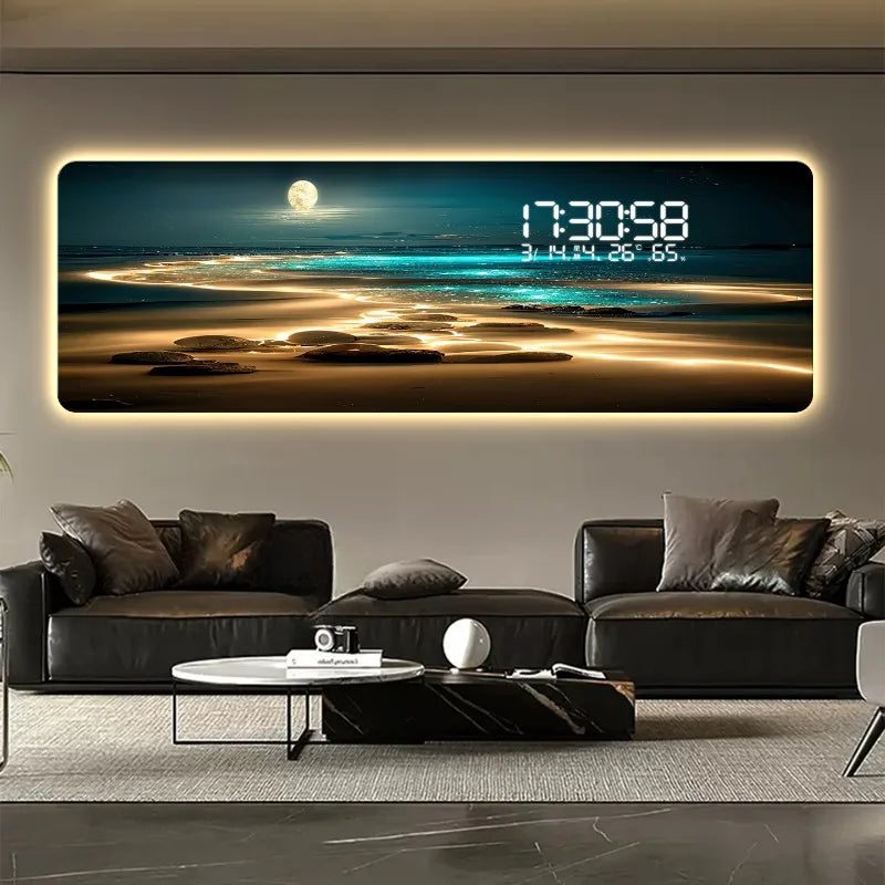 ChronoArt™ – Horloge Murale Grand Format, Acrylique Luxe, Style Moderne, Option LED