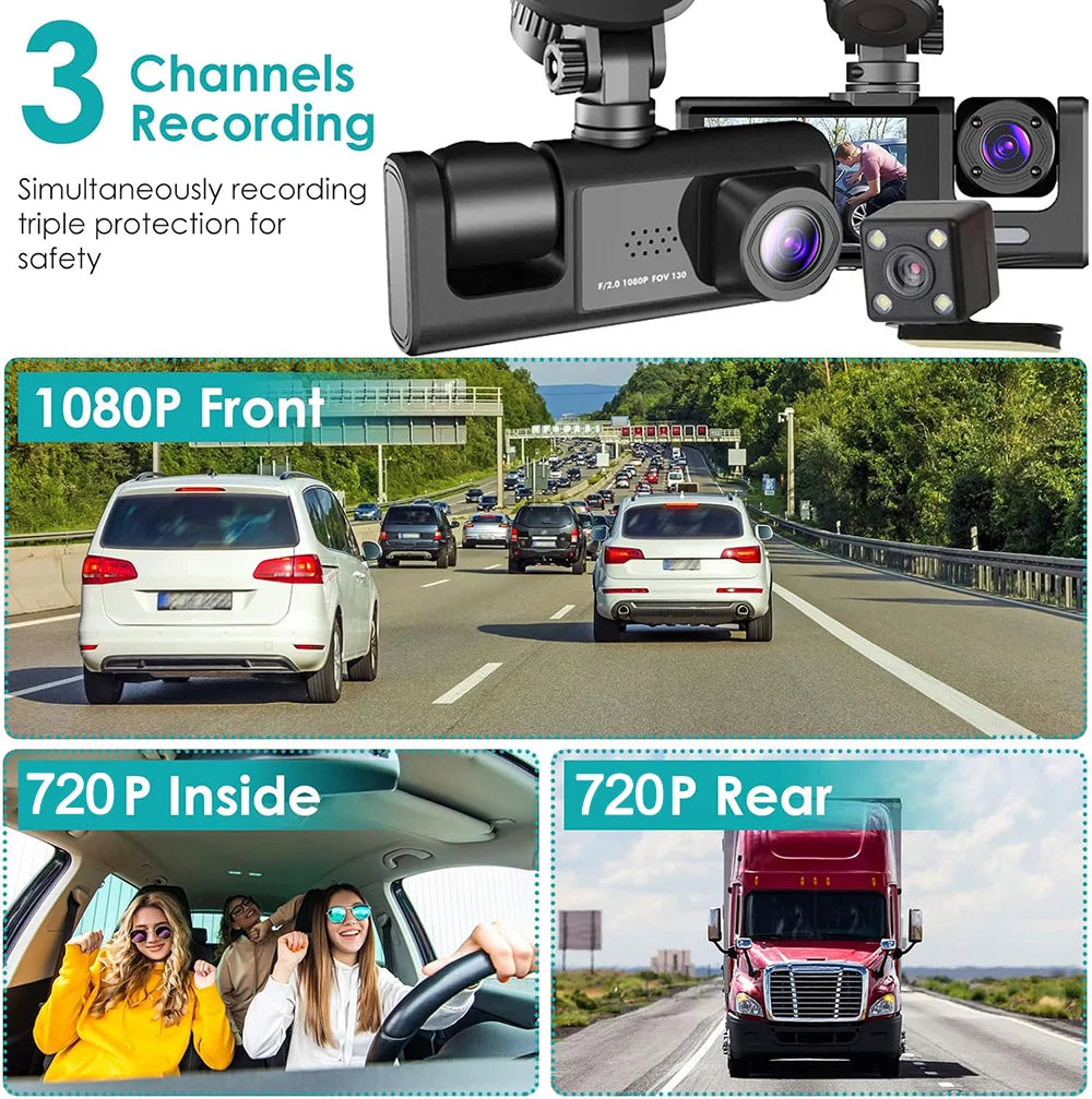 1080P WiFi Car Dvr 2/3 Camra DashCam for Cars Camera for Vehicle Recorder Video Front Optional Rear Camera  Night Vision Dashcam