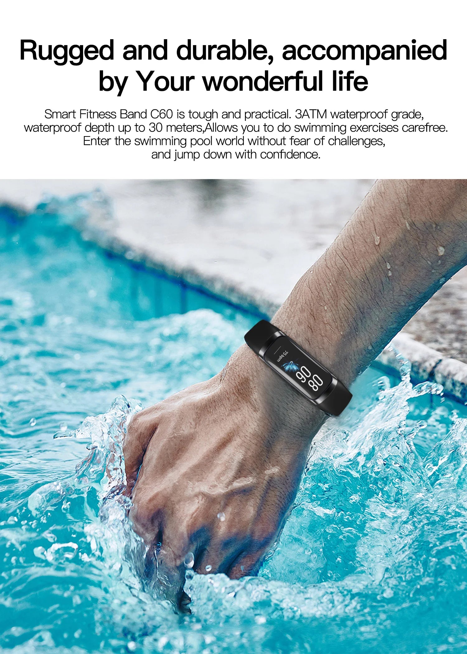 LunaFit X™ Pulse – Bracelet Connecté AMOLED, 3ATM 30m, Température, 25 Sports, 7 Jours, 4 Coloris