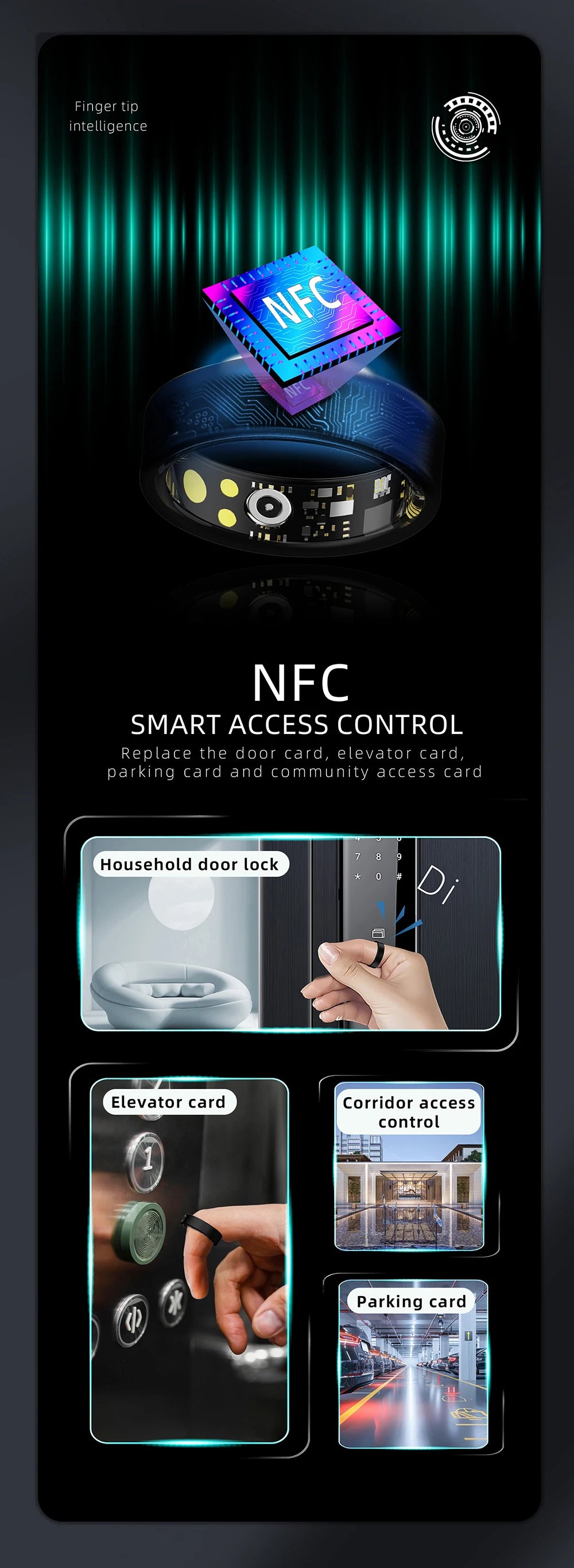 NovaRing X™ NFC Céramique – Bague Connectée NFC, FC, SpO2, 8 Sports, IP68 & 5ATM