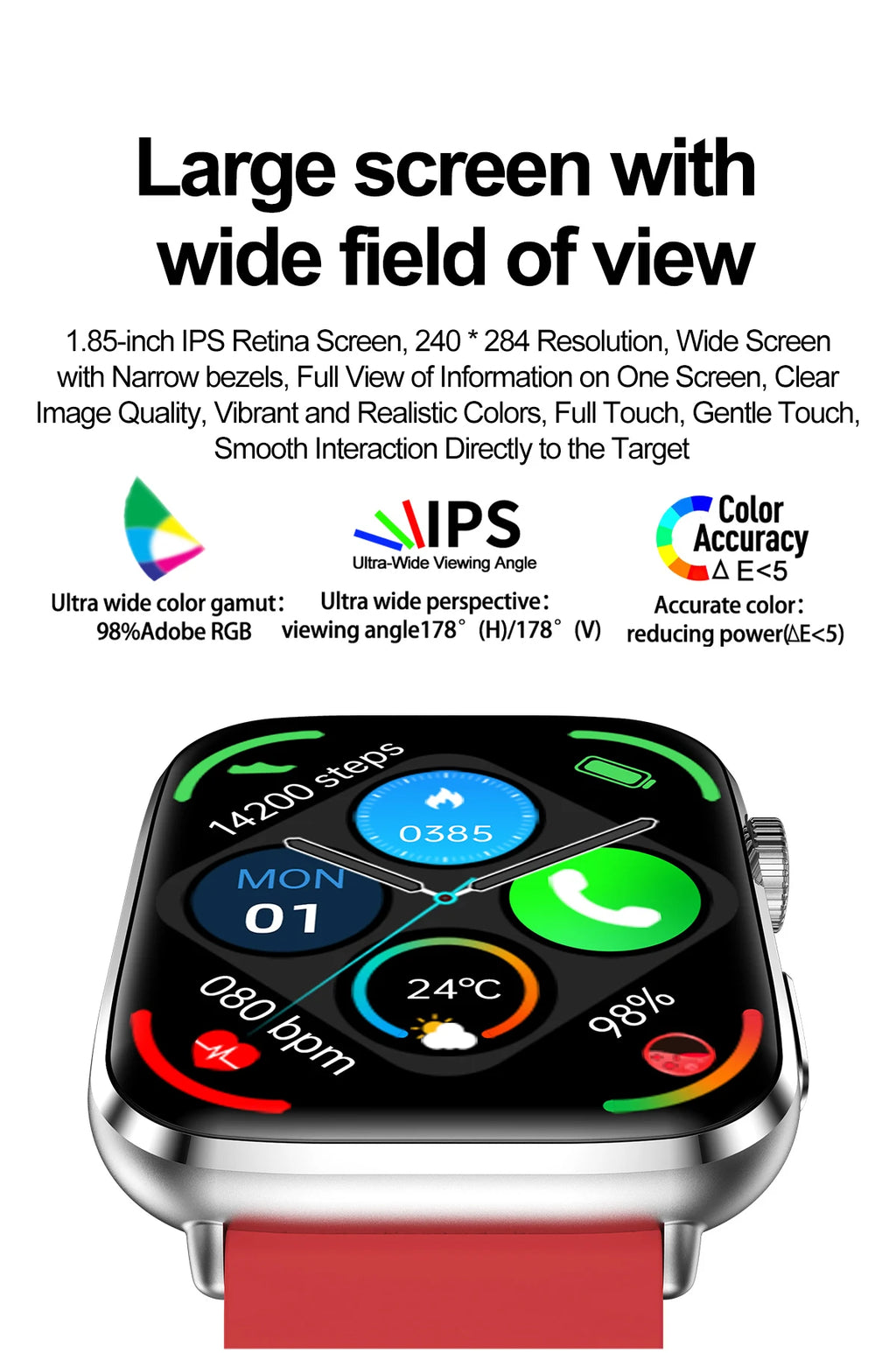 LunaWatch X™ Saphir NFC – Montre Connectée AMOLED 1.81", Saphir, NFC, IP68, GPS, Always On, 27 Bracelets