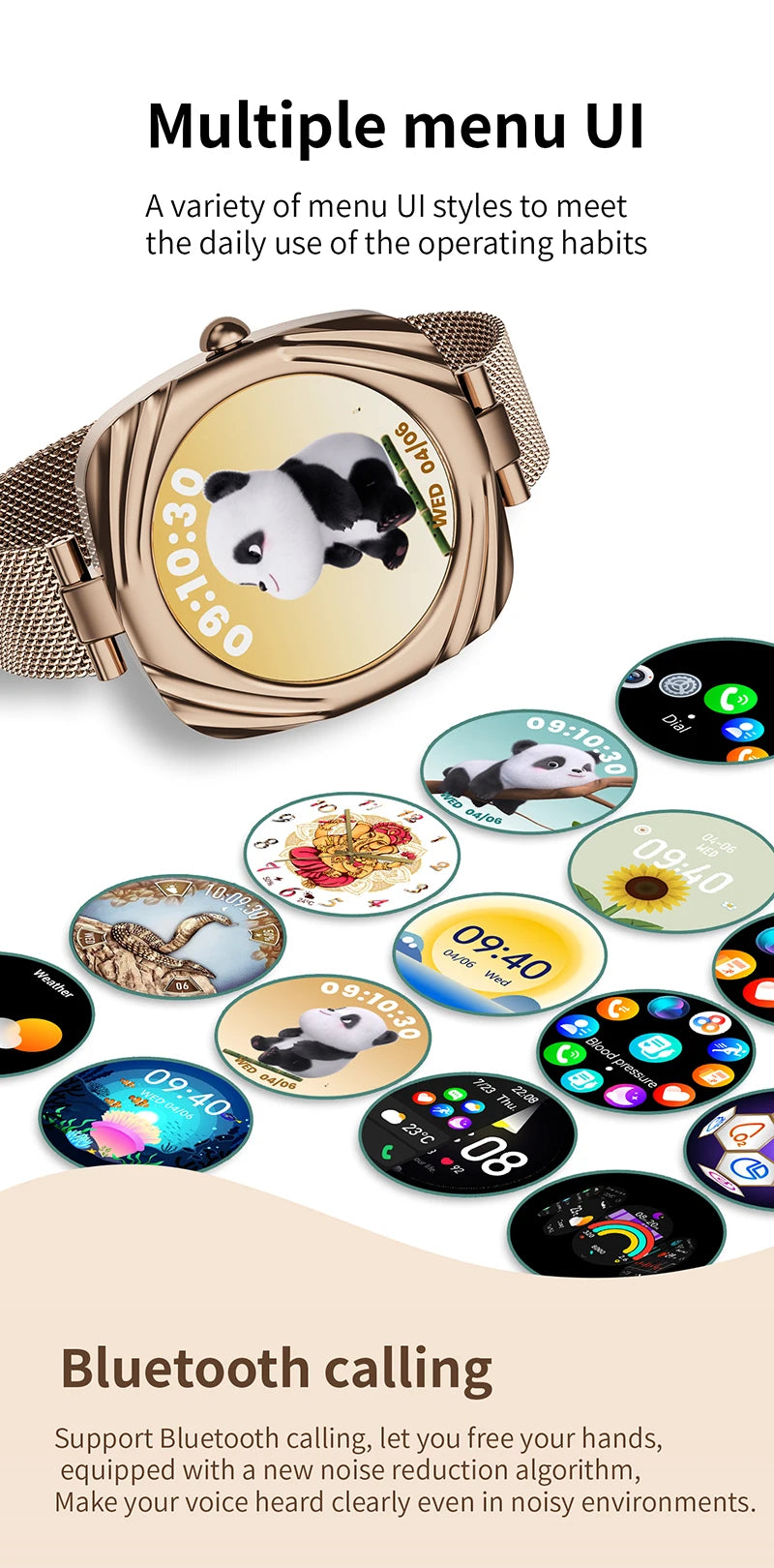 LunaWatch X™ Lady Slim – Montre Connectée Femme AMOLED 1.09", GPS, IP68, FC, SpO2, Appels BT
