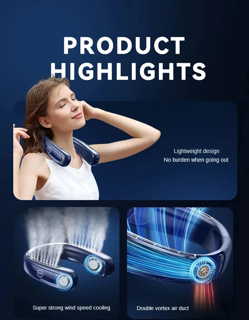 AeroChill X™ Pro – Ventilateur de Cou Sans Pales, Écran Digital, Batterie 15000mAh, 3 Vitesses, Silencieux