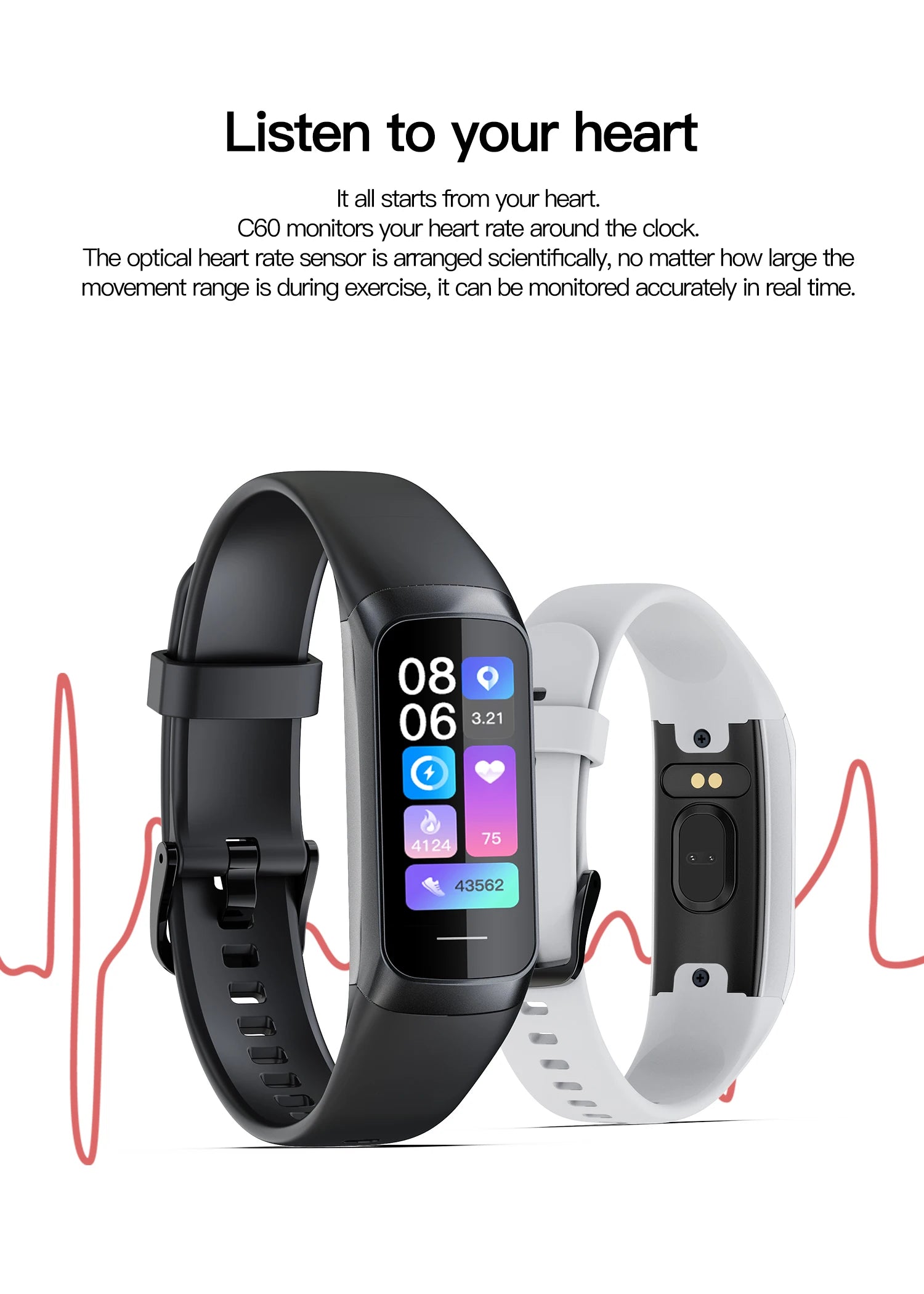 LunaFit X™ Pulse – Bracelet Connecté AMOLED, 3ATM 30m, Température, 25 Sports, 7 Jours, 4 Coloris