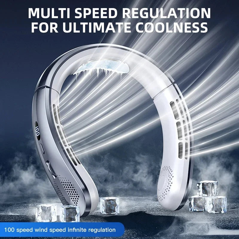 AeroChill X™ Elite – Ventilateur de Cou Sans Pales, 100 Vitesses, Écran LED, Batterie 8000mAh, 9h Autonomie