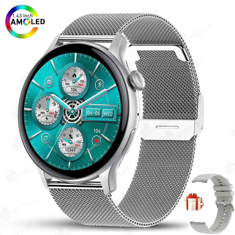 LunaWatch X™ Fashion AI – Montre Connectée AMOLED 1.43", NFC, GPS, IP68, Bracelet Acier, 9 Coloris