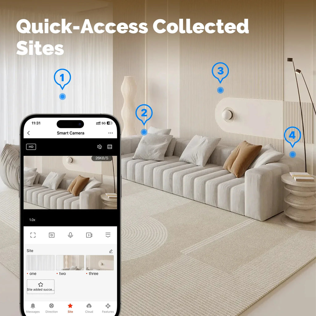 HomeGuard Pro™ – Caméra de Sécurité WiFi Intérieure 4MP, Rotation 360°, Vision Nocturne, Détection Mouvement & Son