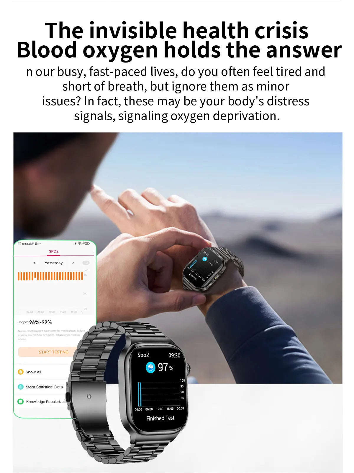 LunaWatch X™ Ultra Health Pro – Montre Connectée AMOLED 2.04", ECG, Saphir, IP68, 14-20 Jours, 13 Bracelets