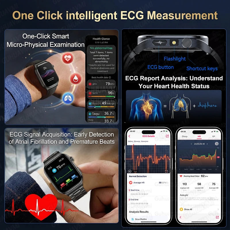 LunaWatch X™ Ultra Health – Montre Connectée AMOLED 2.04", ECG, Analyse Corporelle, Verre Saphir, IP68, 14 Bracelets