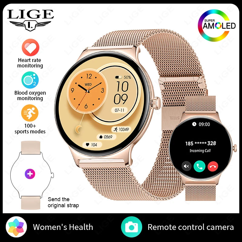 LunaWatch X™ Lady 466 – Montre Connectée Femme AMOLED 1.43", Always On, Appels BT, Santé Féminine, 9 Coloris