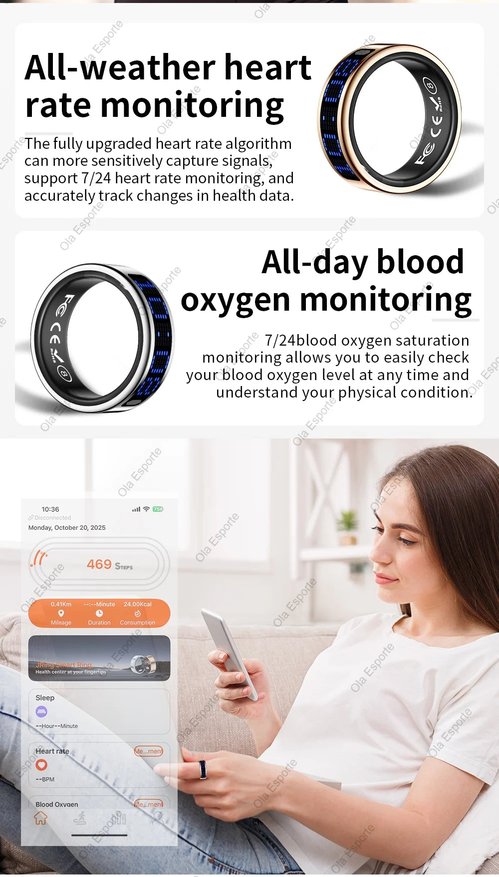 NovaRing X™ Display – Bague Connectée Écran Tactile, FC, Sommeil, 5ATM, Contrôle Caméra
