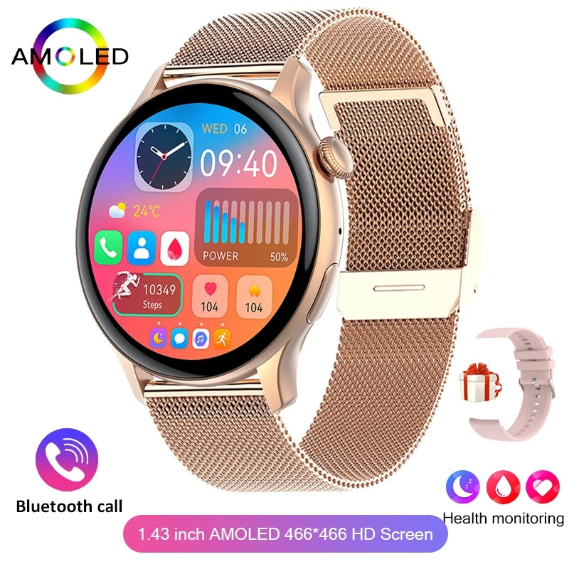 LunaWatch X™ Lady NFC – Montre Connectée Femme AMOLED 1.43", Always On, NFC, IP68, Acier, 9 Coloris