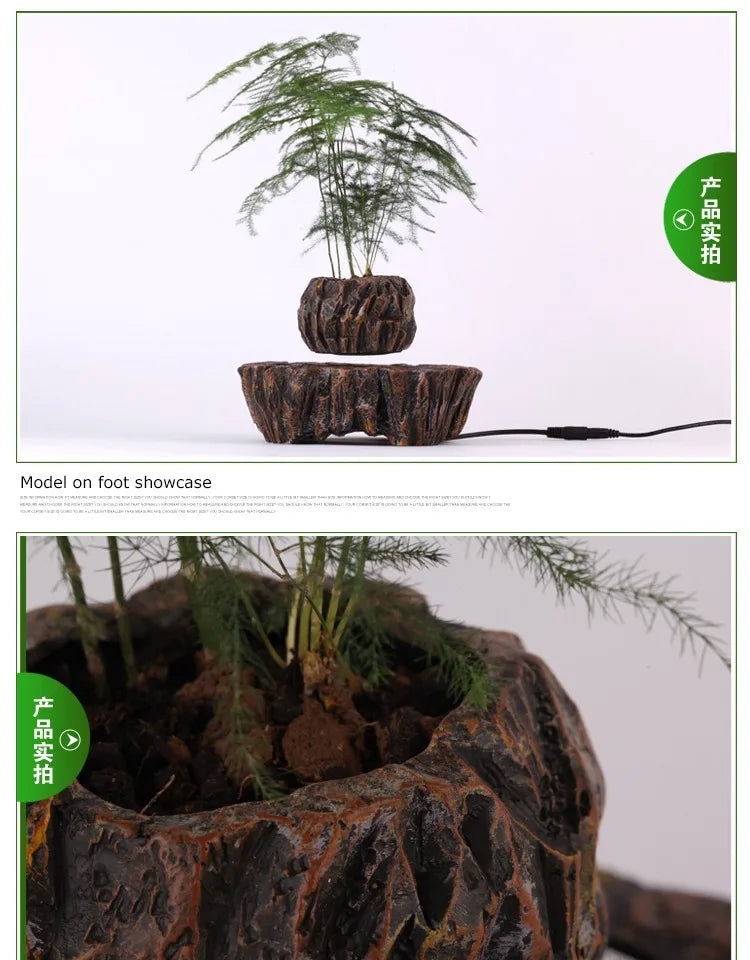 MagLev FloatPot™ Céramique – Plante Flottante Lévitation Magnétique, Résine Imitation Céramique, Décoration Premium