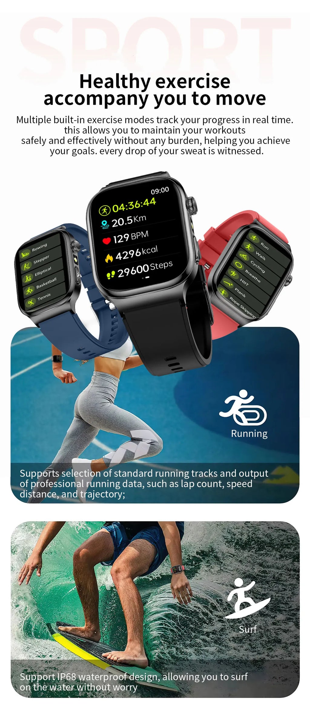 LunaWatch X™ Ultra Health – Montre Connectée AMOLED 2.04", ECG, Analyse Corporelle, Verre Saphir, IP68, 14 Bracelets