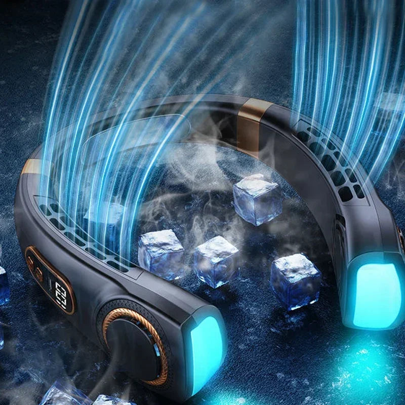 AeroChill X™ Ice – Ventilateur de Cou Sans Pales, 4 Plaques Refroidissantes, LED, 5 Vitesses, 4000mAh