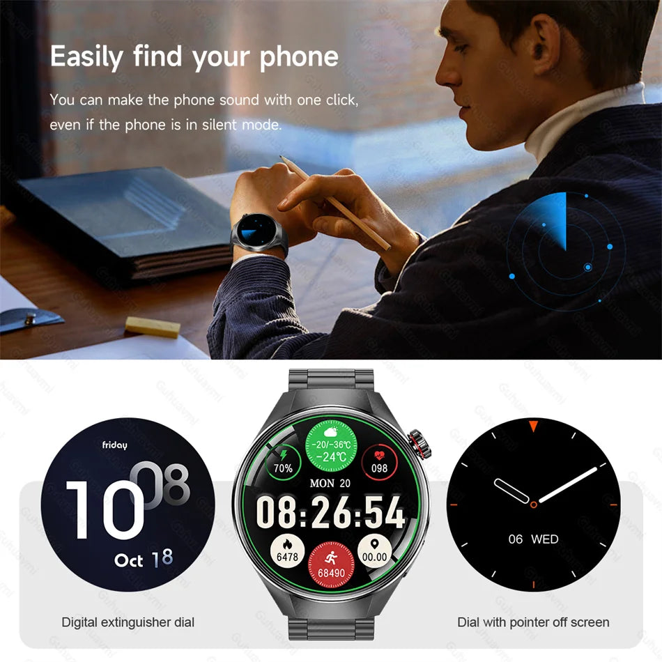 LunaWatch X™ Business Pro – Montre Connectée AMOLED 1.75", Boussole, Altimètre, Appels BT, 11 Bracelets