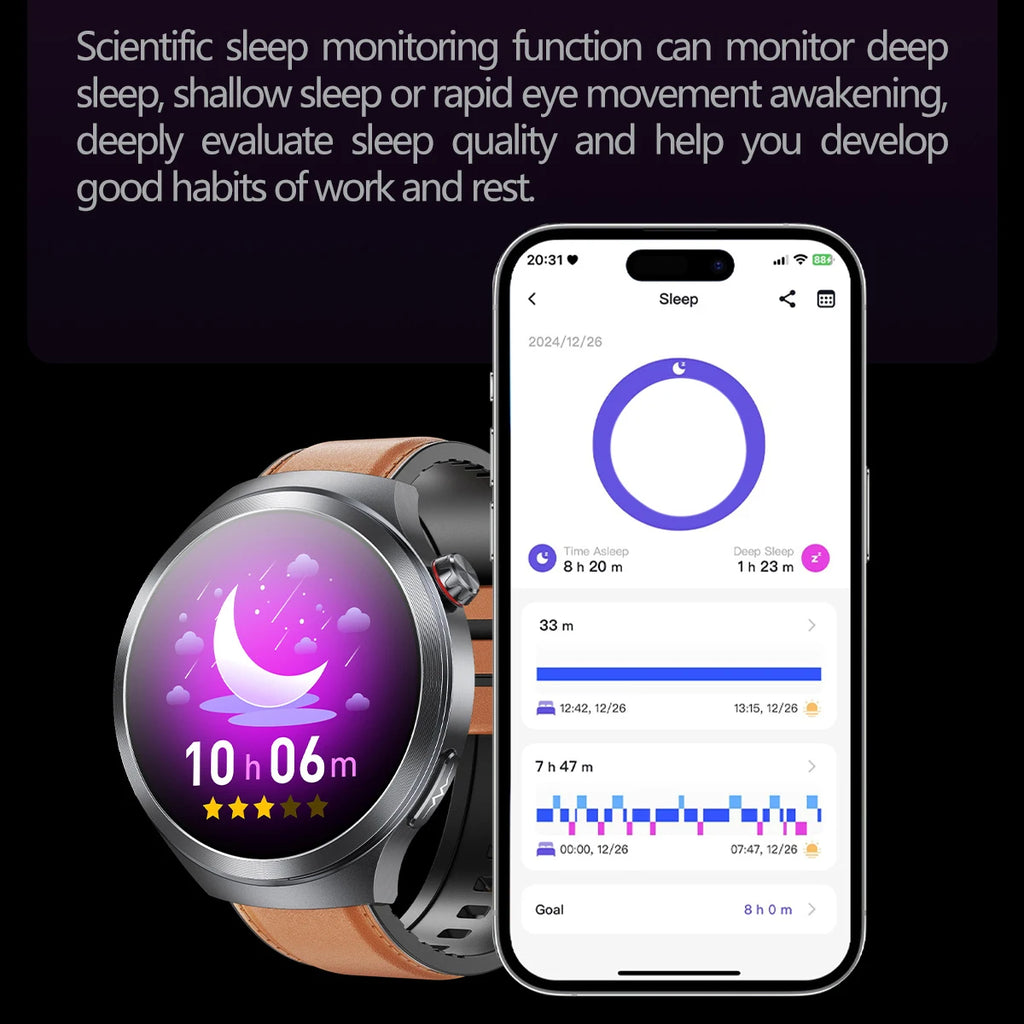 LunaWatch X™ ECG Pro NFC – Montre Connectée AMOLED 1.73", ECG, NFC, IP68, SOS, Appels BT, 530mAh