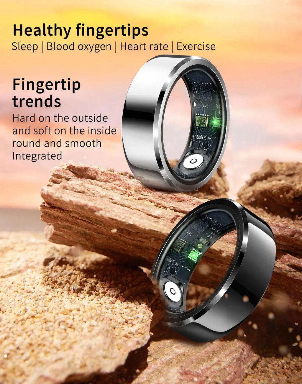 NovaRing X™ Steel Case – Smarter Ring Stahl + Ladeetui, Display, Herzfrequenz, SpO2, 5ATM