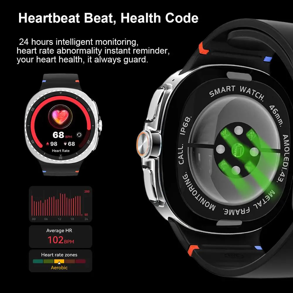 LunaWatch X™ Outdoor – Montre Connectée AMOLED 1.43", 9 Sports, Appels BT, Assistant Vocal, Charge Sans Fil