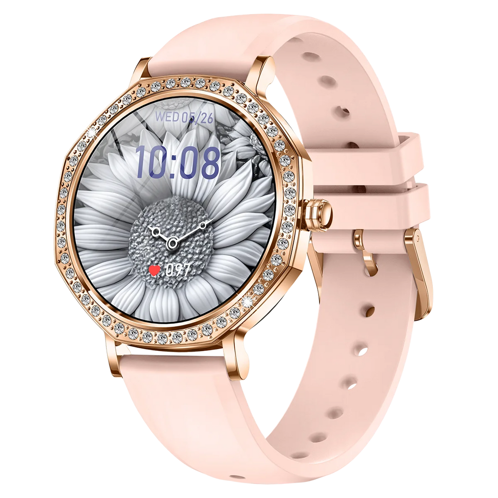 LunaWatch X™ ChatGPT – Montre Connectée Femme AMOLED 1.32", Cadran Diamant, IP68, ChatGPT, Appels BT