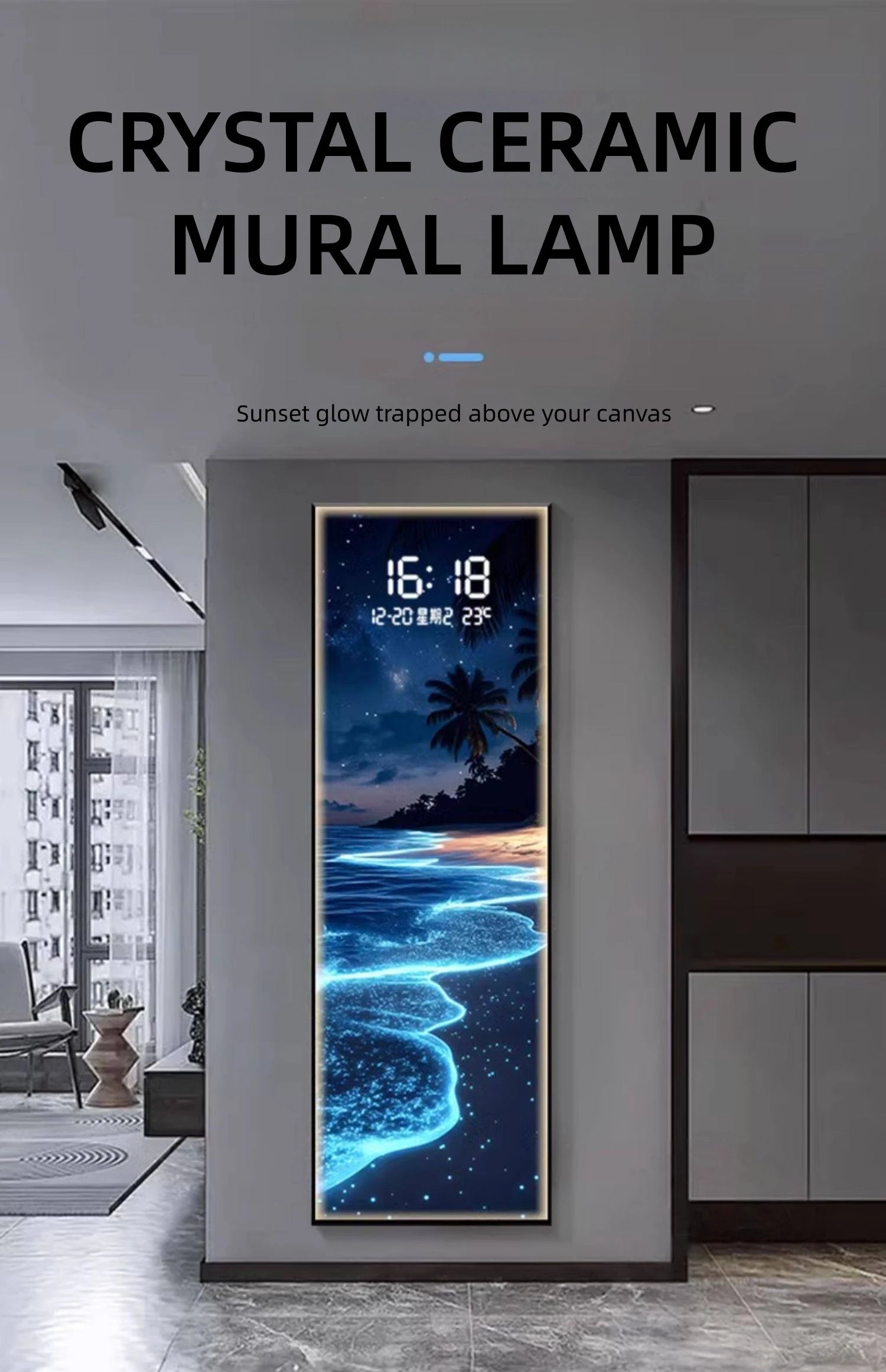 LumiCrystal™ Clock Wall – Applique Murale LED à Cristaux avec Horloge, Tactile & Dimmable, Style Moderne