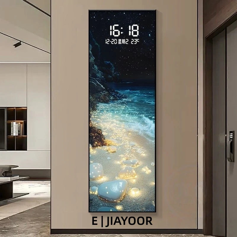 LumiCrystal™ Clock Wall – Applique Murale LED à Cristaux avec Horloge, Tactile & Dimmable, Style Moderne
