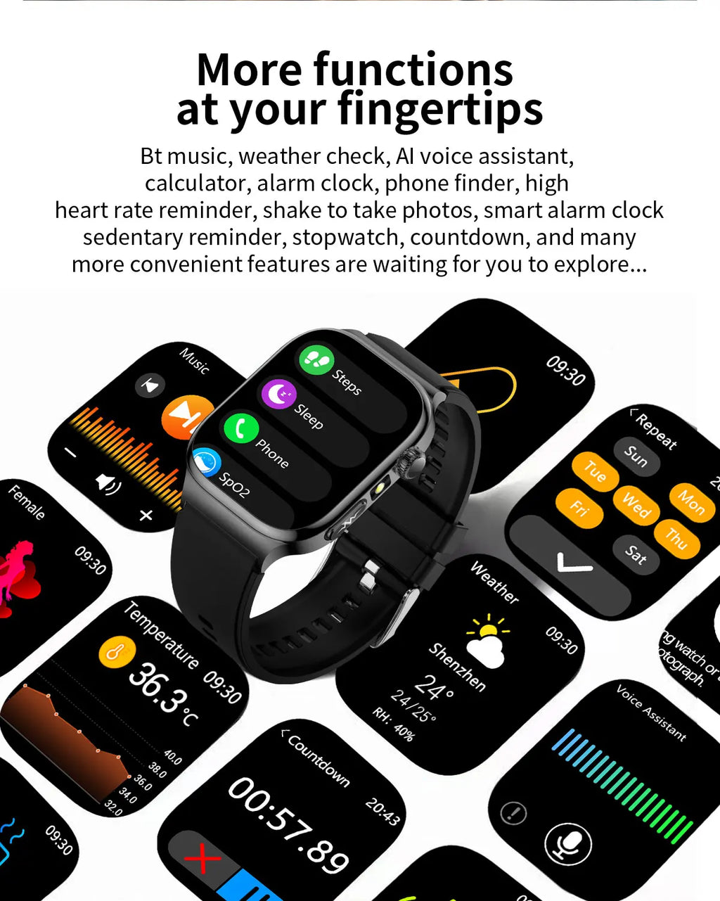 LunaWatch X™ Ultra Health – Montre Connectée AMOLED 2.04", ECG, Analyse Corporelle, Verre Saphir, IP68, 14 Bracelets
