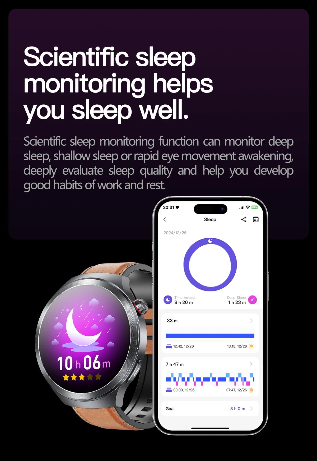 LunaWatch X™ ECG Pro NFC – Montre Connectée AMOLED 1.73", ECG, NFC, IP68, SOS, Appels BT, 530mAh