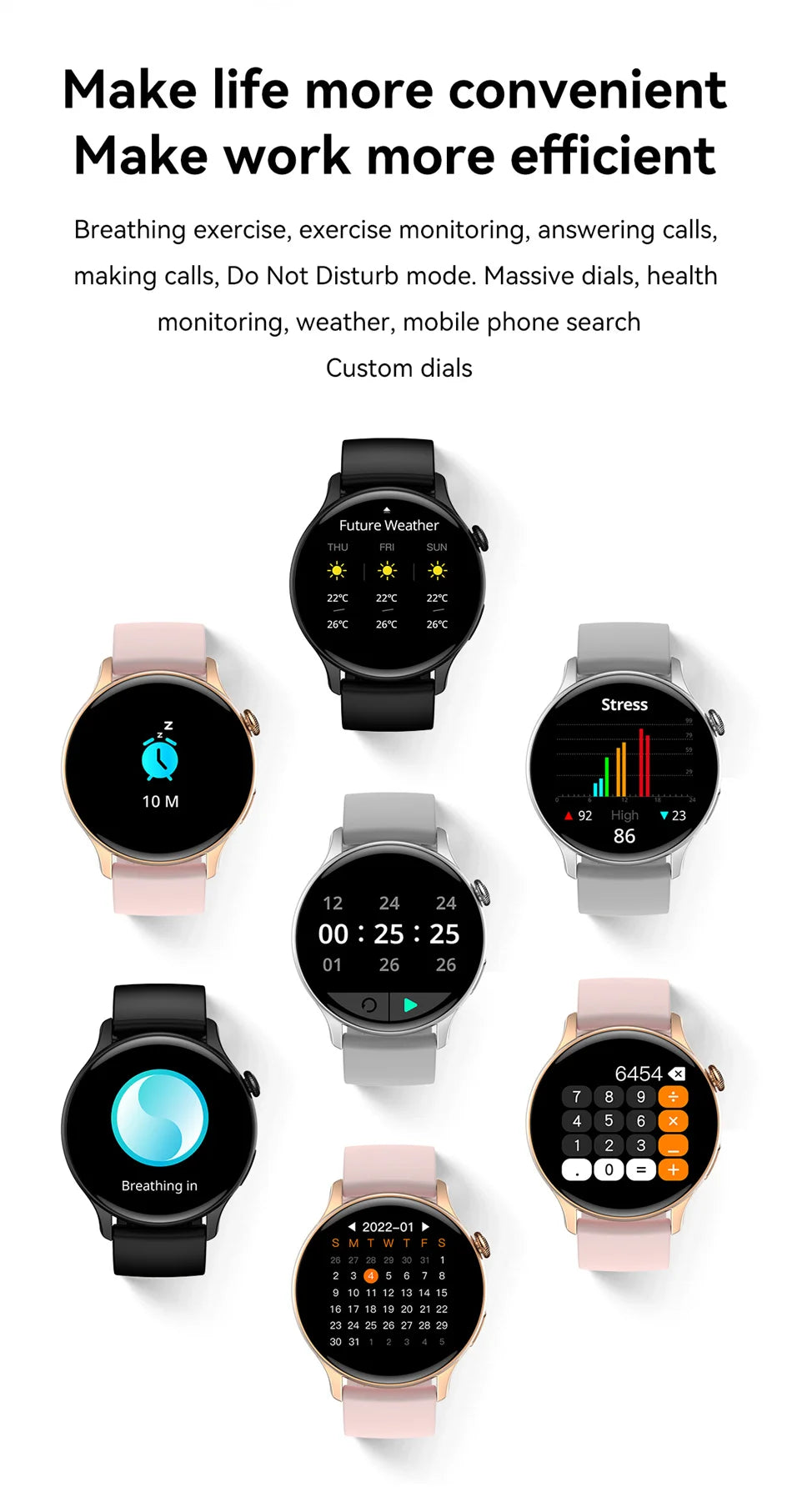 LunaWatch X™ Lady NFC – Montre Connectée Femme AMOLED 1.43", Always On, NFC, IP68, Acier, 9 Coloris