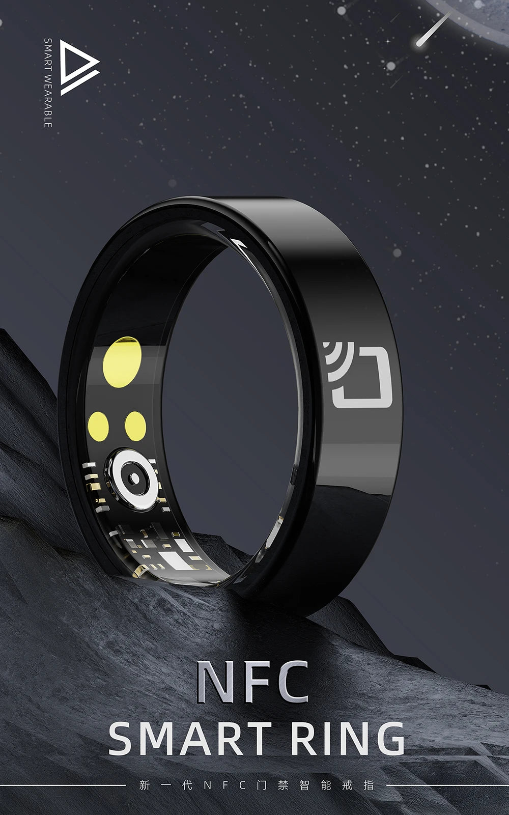 NovaRing X™ NFC Céramique – Bague Connectée NFC, FC, SpO2, 8 Sports, IP68 & 5ATM