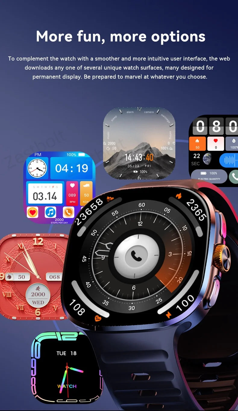 LunaWatch X™ Pro 5G – Smartwatch Android 10, Écran AMOLED 2,4", Caméra 8MP Rotative, SIM 4G/5G, GPS, WiFi