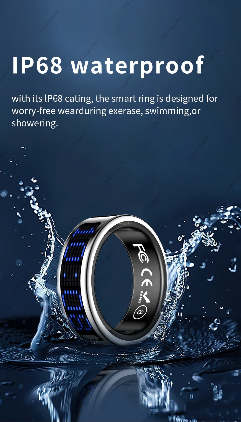 NovaRing X™ Display – Bague Connectée Écran Tactile, FC, Sommeil, 5ATM, Contrôle Caméra