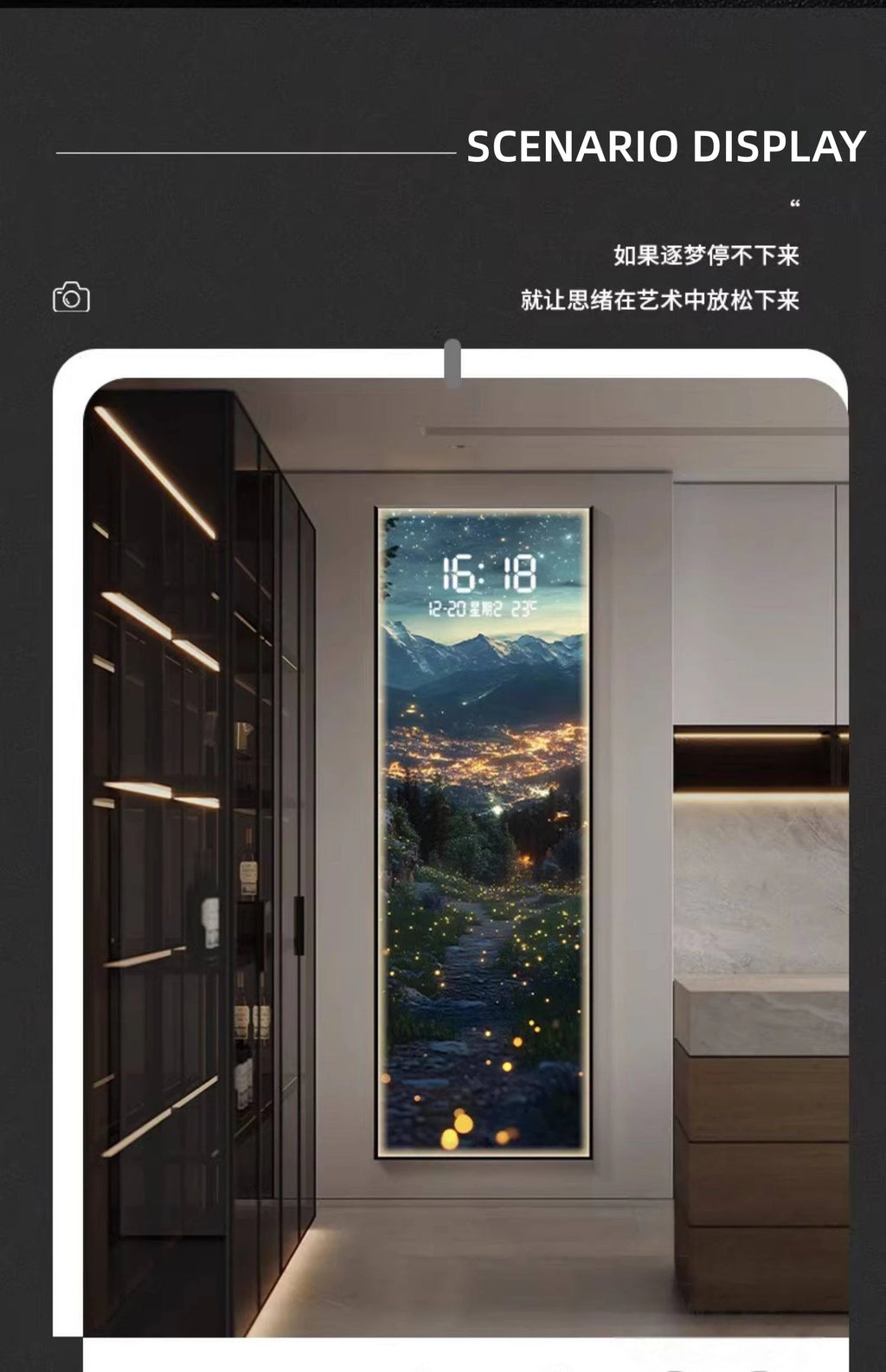 LumiCrystal™ Clock Wall – Applique Murale LED à Cristaux avec Horloge, Tactile & Dimmable, Style Moderne