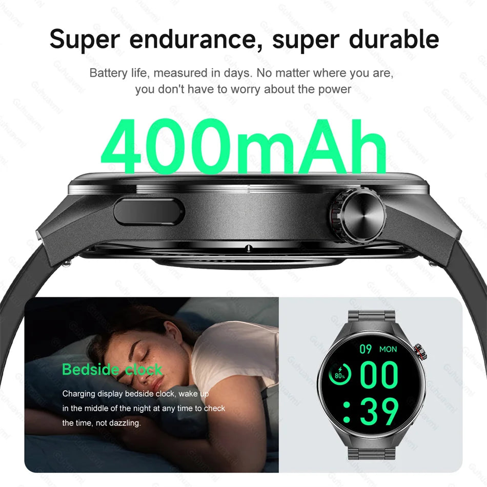 LunaWatch X™ Business Pro – Montre Connectée AMOLED 1.75", Boussole, Altimètre, Appels BT, 11 Bracelets