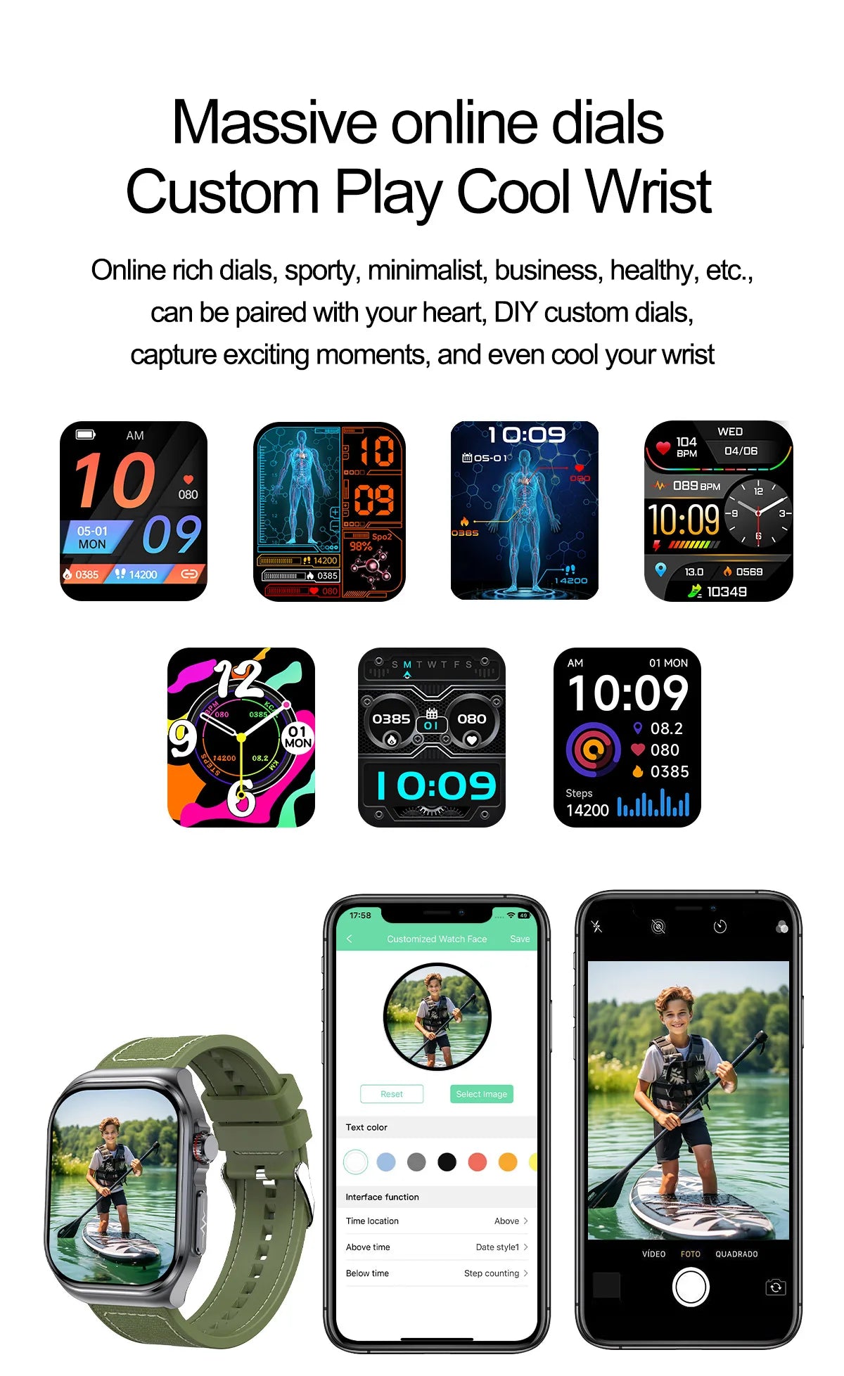 LunaWatch X™ Pro 2.04" – Montre Connectée AMOLED, ECG, NFC, Composition Corporelle, IP68, 7 Bracelets
