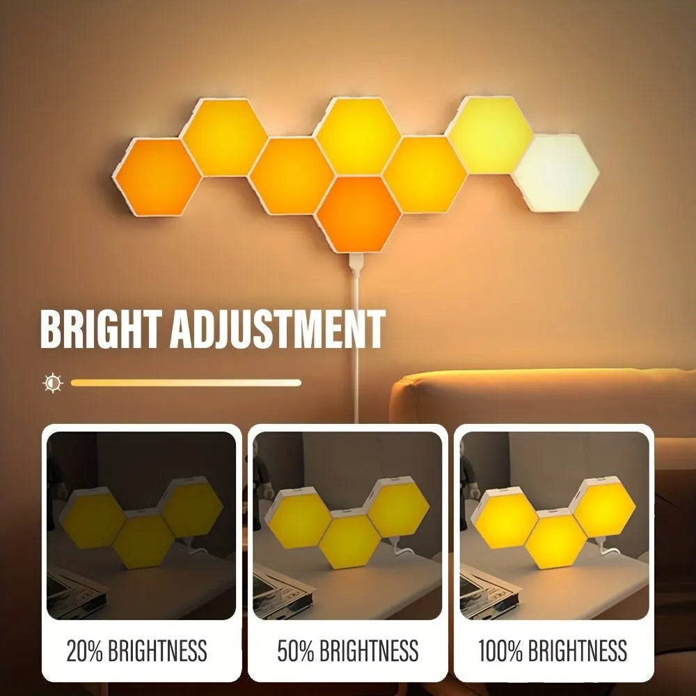 HexaGlow RGB™ Pro – Lampe Murale Hexagonale Connectée, Contrôle WiFi & BT, Synchronisation Musicale, DIY