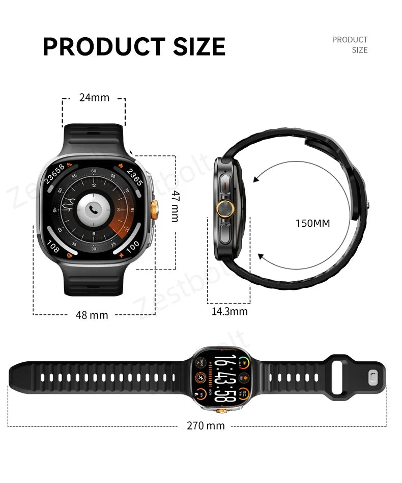 LunaWatch X™ Pro 5G – Smartwatch Android 10, Écran AMOLED 2,4", Caméra 8MP Rotative, SIM 4G/5G, GPS, WiFi