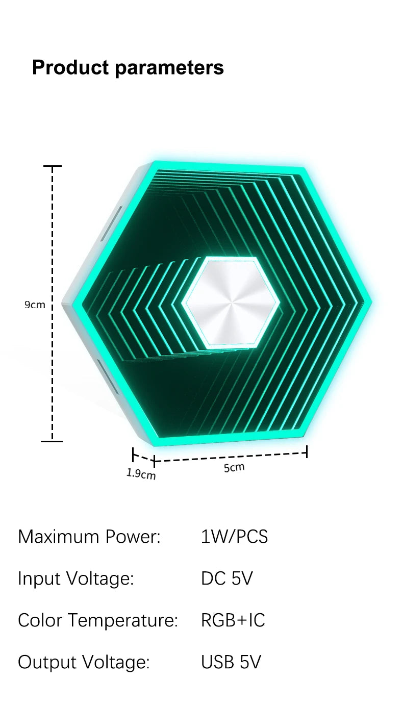 QuantumWall RGB™ Pro – LED-Hexagonale Wandleuchte, Bluetooth- & Fernbedienung, Musiksynchronisation, DIY
