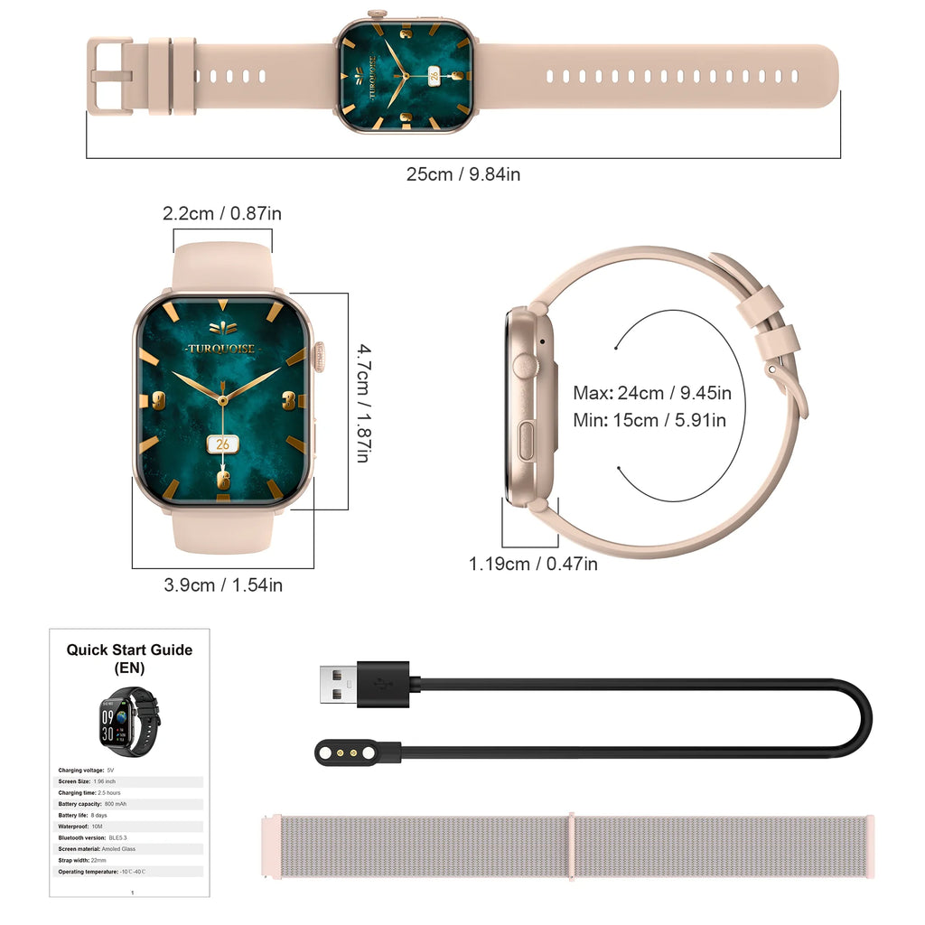 LunaWatch X™ Sport Elite – Montre Connectée AMOLED 1.96", 800mAh, Appels BT, SpO2, 3 Coloris