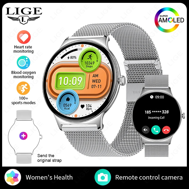LunaWatch X™ Lady 466 – Montre Connectée Femme AMOLED 1.43", Always On, Appels BT, Santé Féminine, 9 Coloris