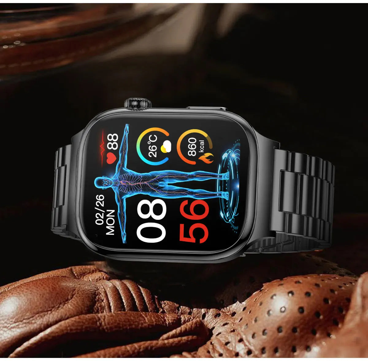 LunaWatch X™ Ultra Health Pro – Montre Connectée AMOLED 2.04", ECG, Saphir, IP68, 14-20 Jours, 13 Bracelets
